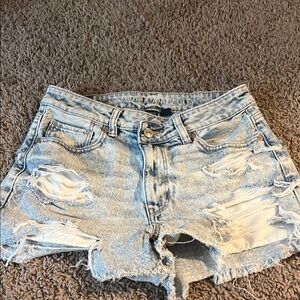 American Eagle Outfitters Women's Distressed Light Blue Denim Shorts